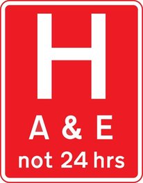 Hospital ahead with Accident and Emergency facilities